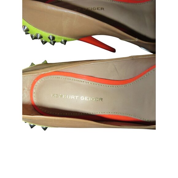 KURT GEIGER Esme Brazilian Leather Neon Spiked Platform Stilettos 37 or 7 - Picture 7 of 12